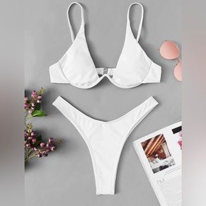 SHEIN Mono Bikini Set Underwired Bra & High Cut Bottom